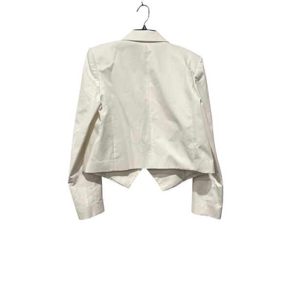 NWT L'Agence Size 8 Off White Gold Lila Boxy Preppy Luxury Crop Cotton Blazer - Picture 4 of 11